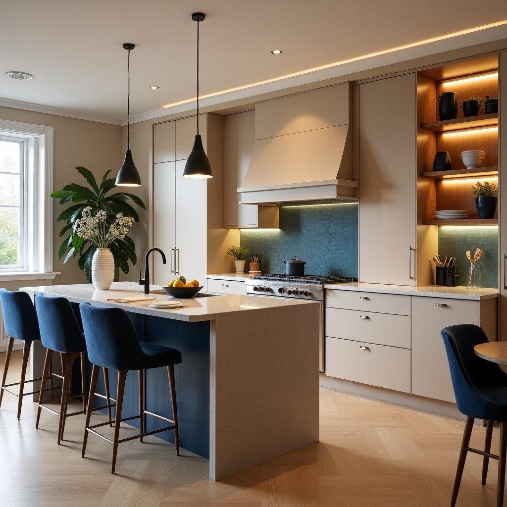 affordable blue kitchen