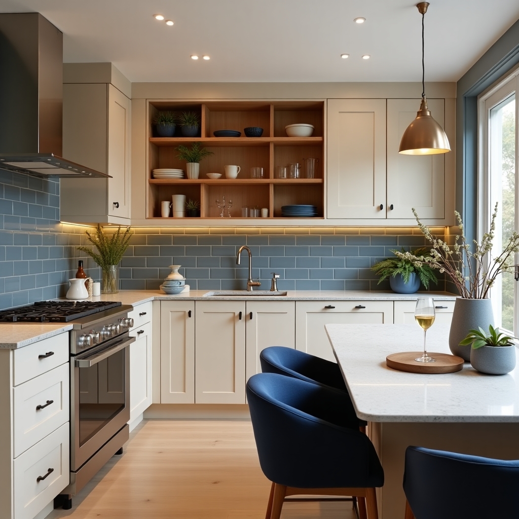 affordable blue kitchen