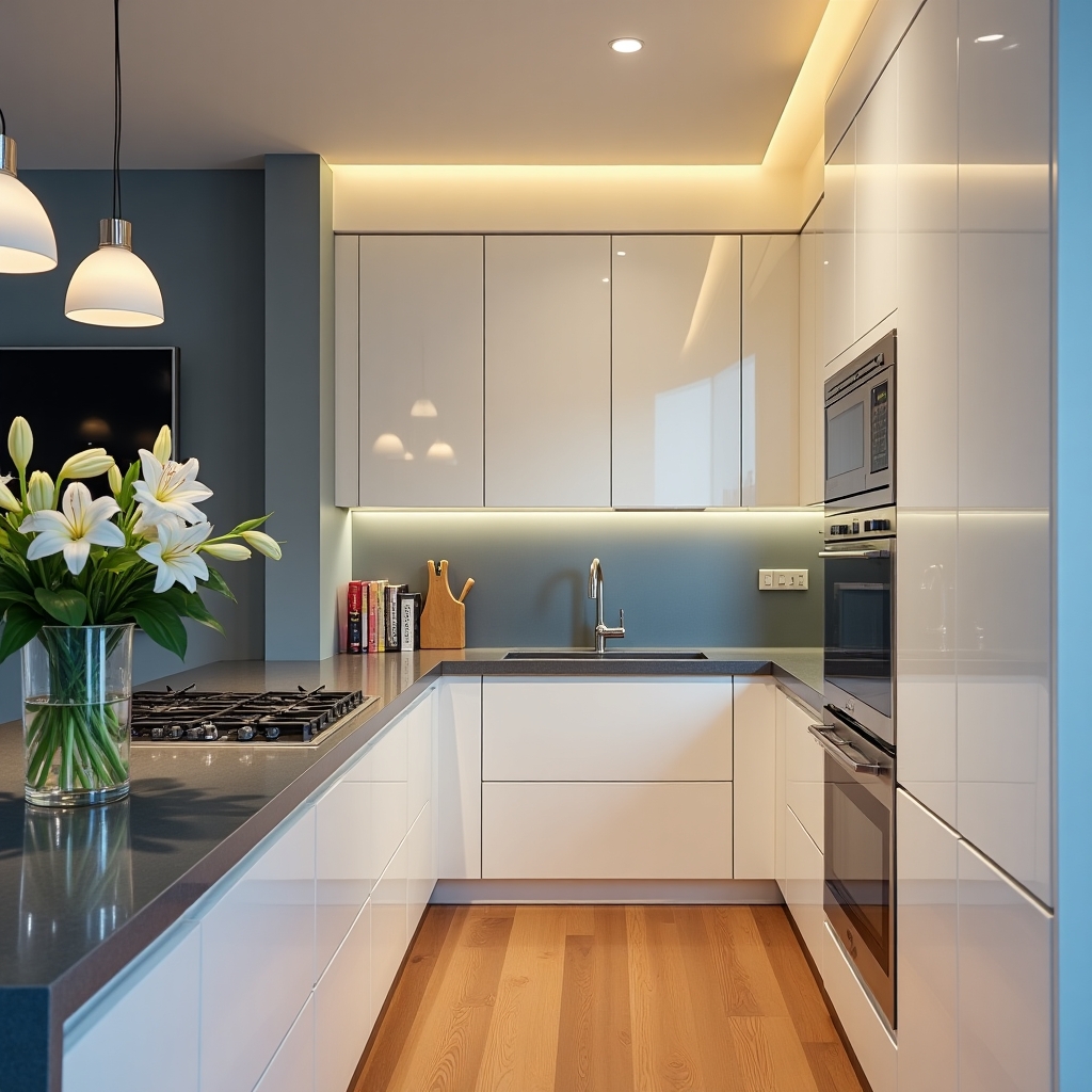 affordable blue kitchen