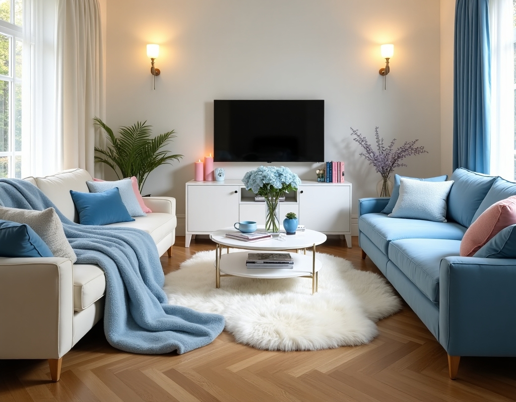 blue living room decor