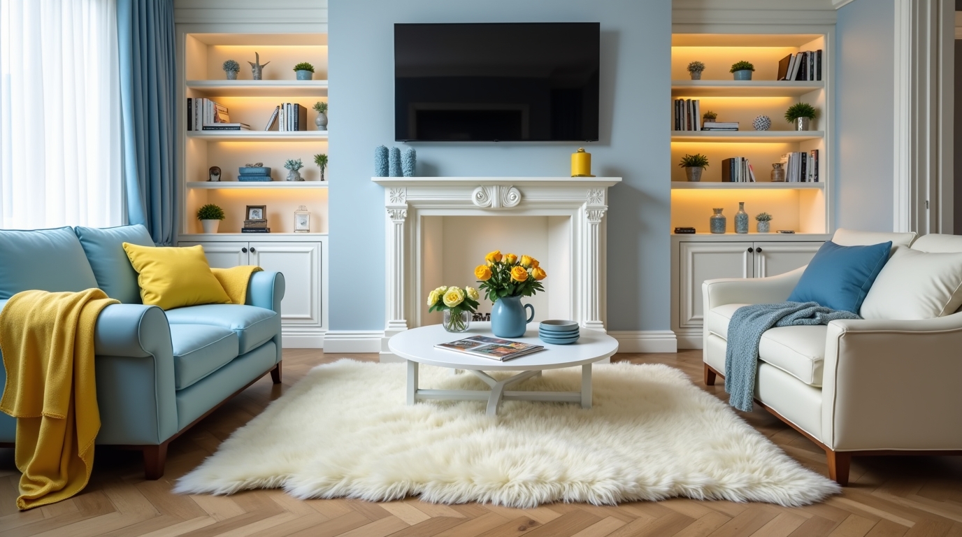 blue living room decor