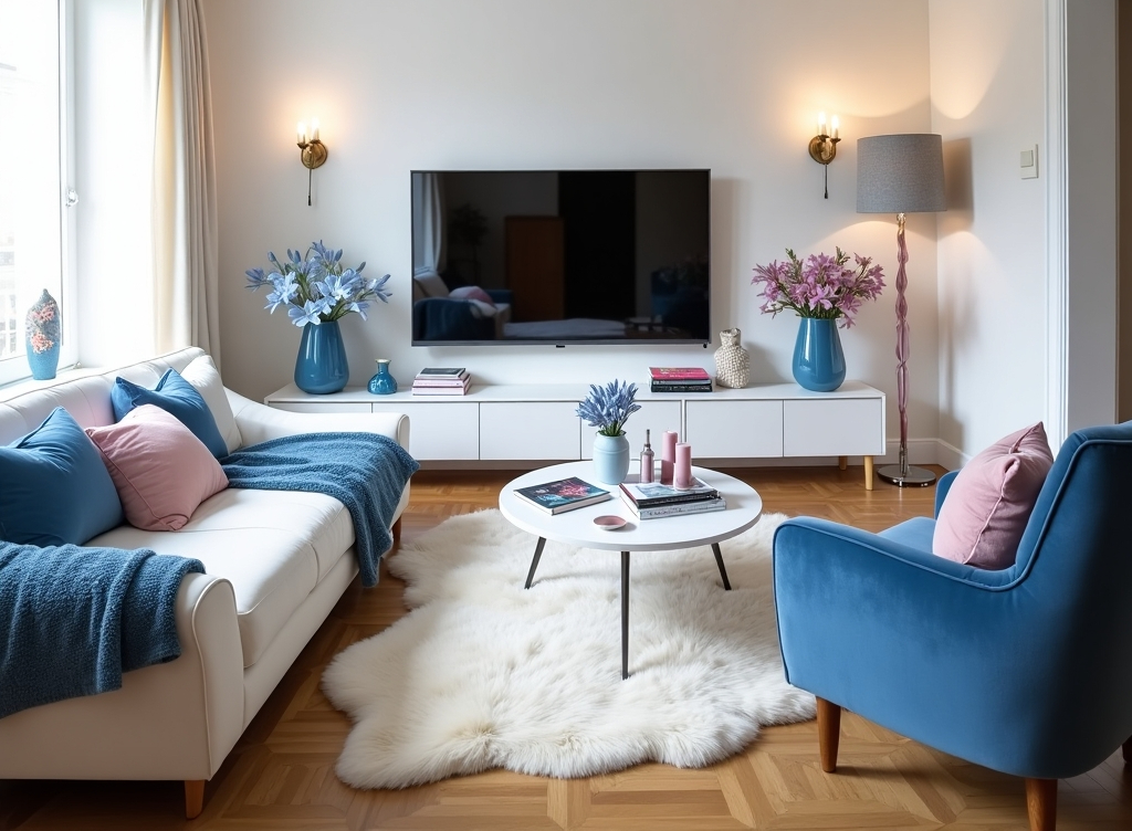 blue living room decor