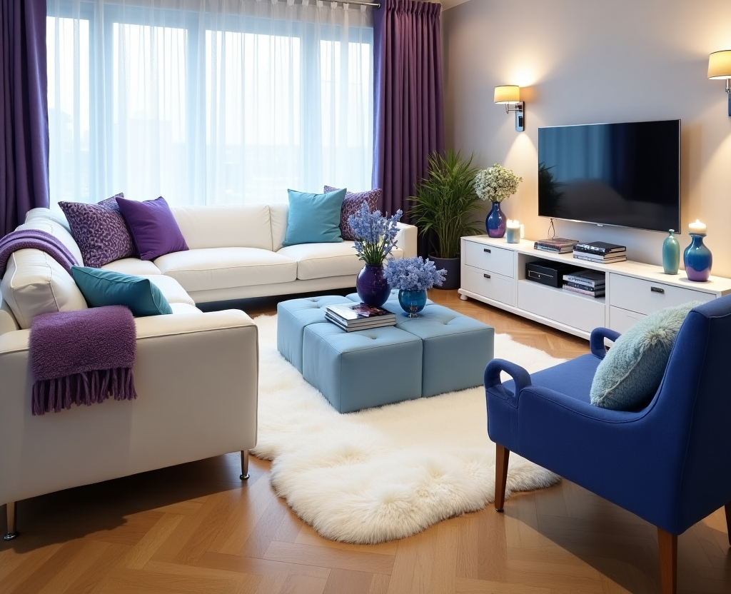 blue living room decor