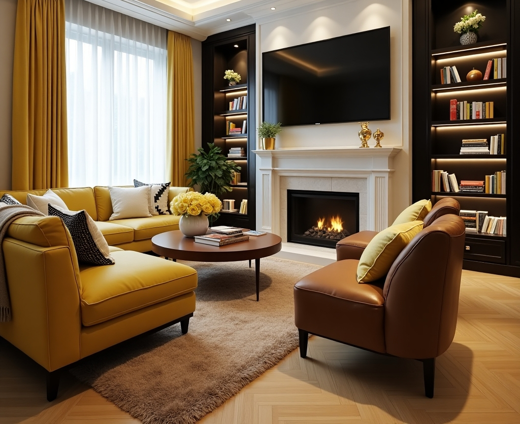 yellow living room