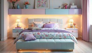 affordable pastel coloured bedroom