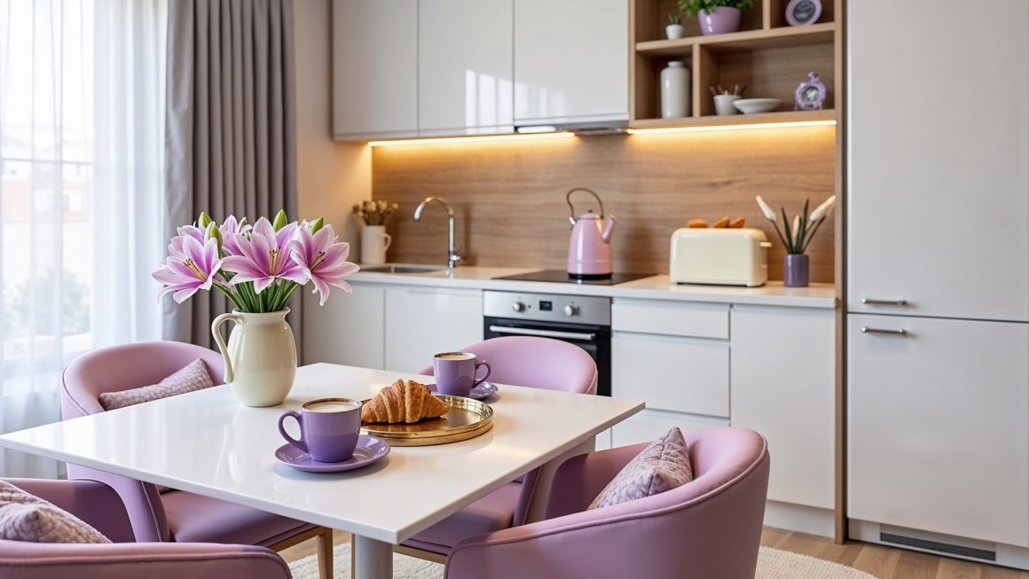 Cute ways to style an affordable purple kitchen decor