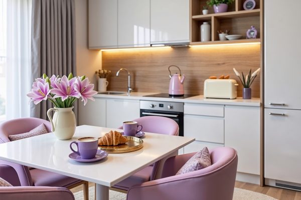 Cute ways to style an affordable purple kitchen decor