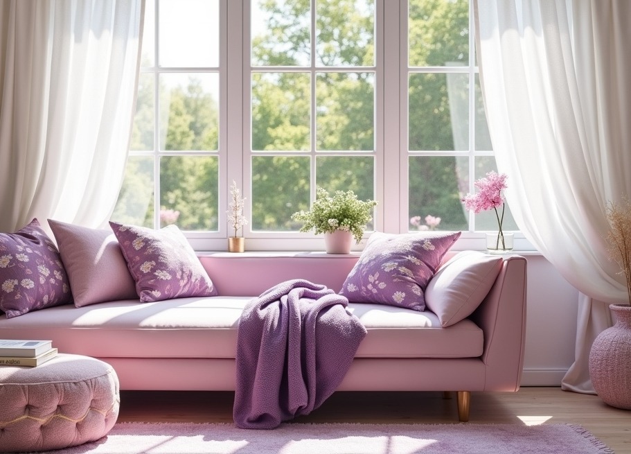 pastel hued reading nook