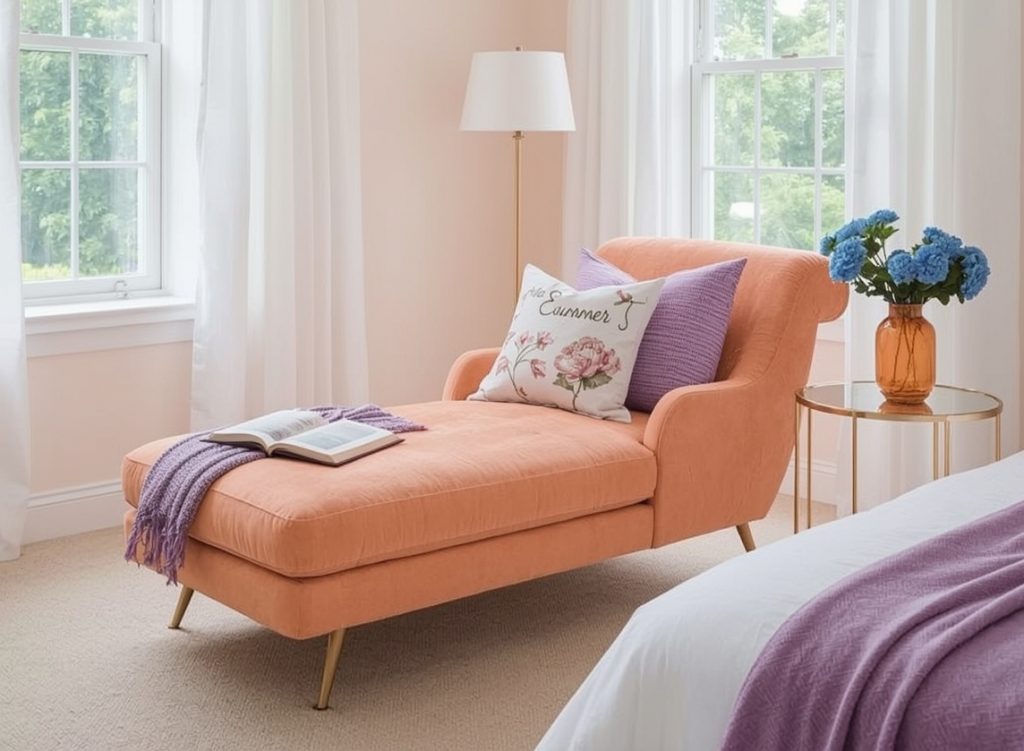 pastel hued reading nook