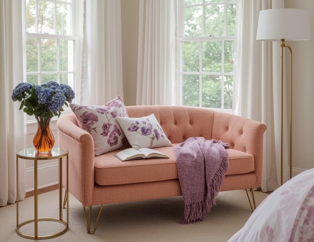 pastel hued reading nook