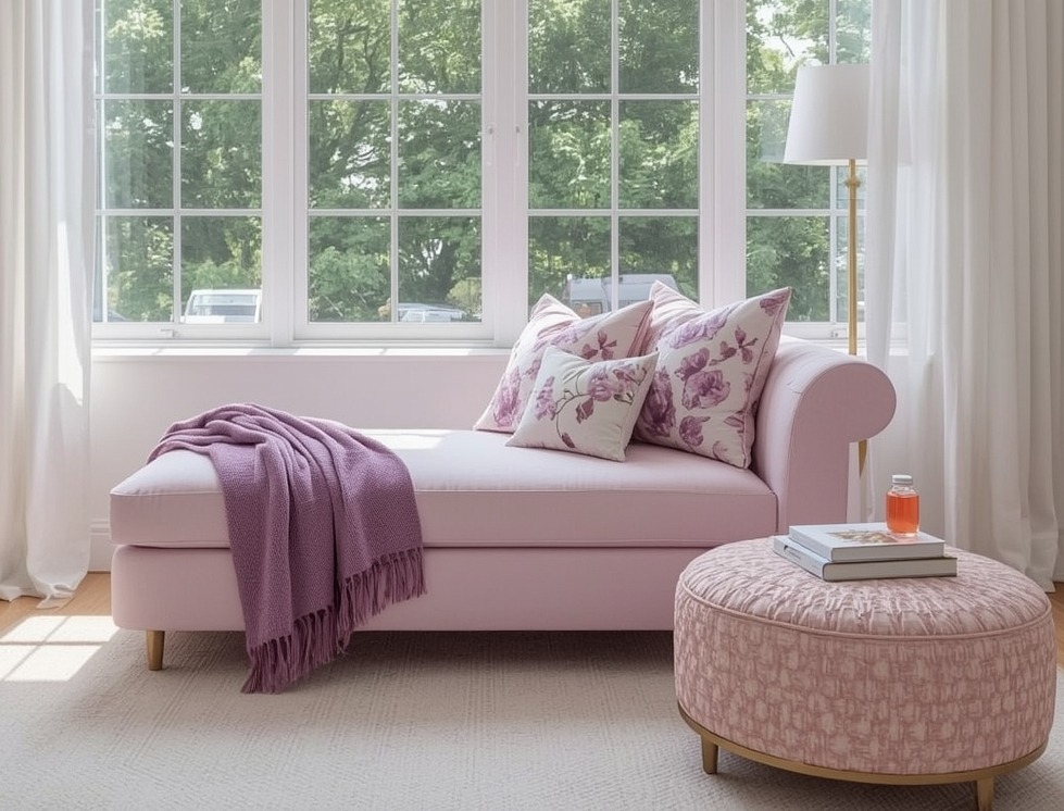 pastel hued reading nook