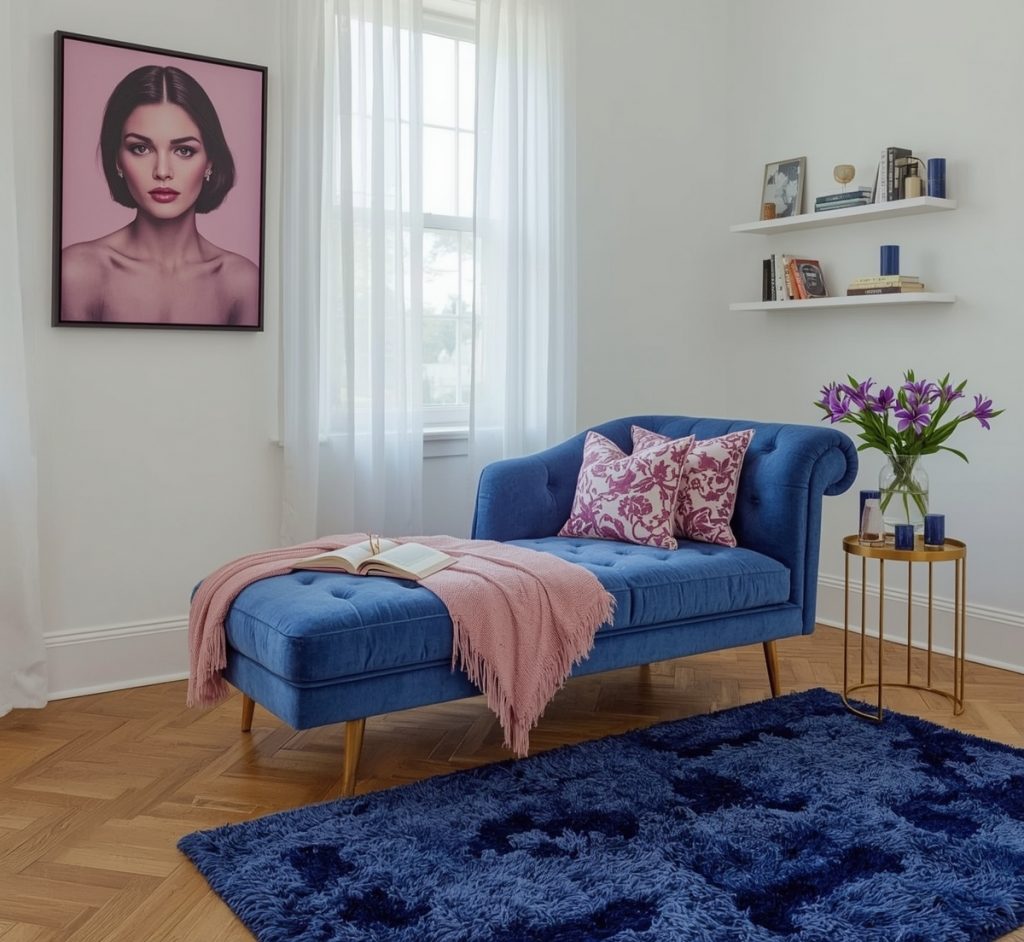 pastel hued reading nook
