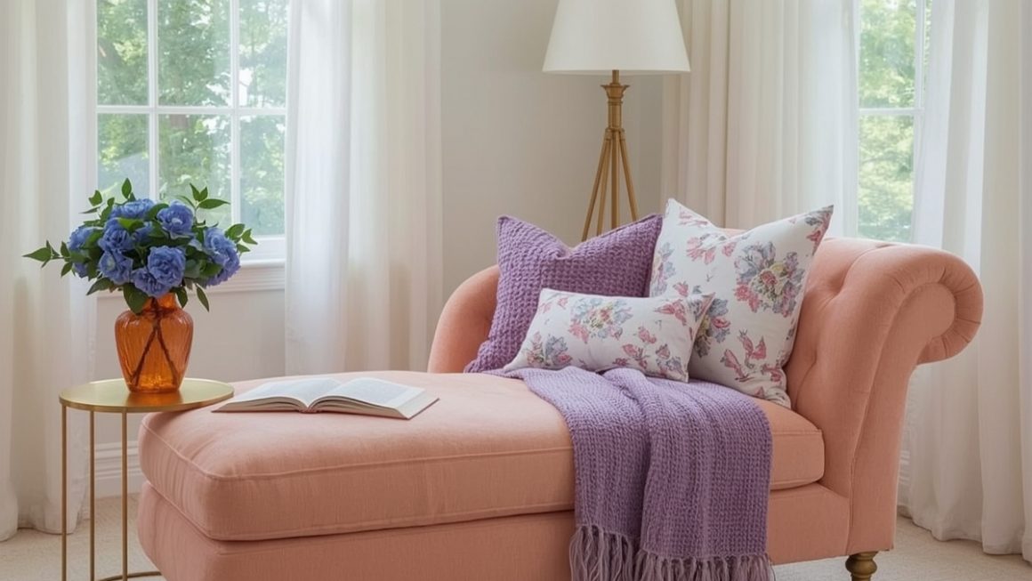 pastel hued reading nook