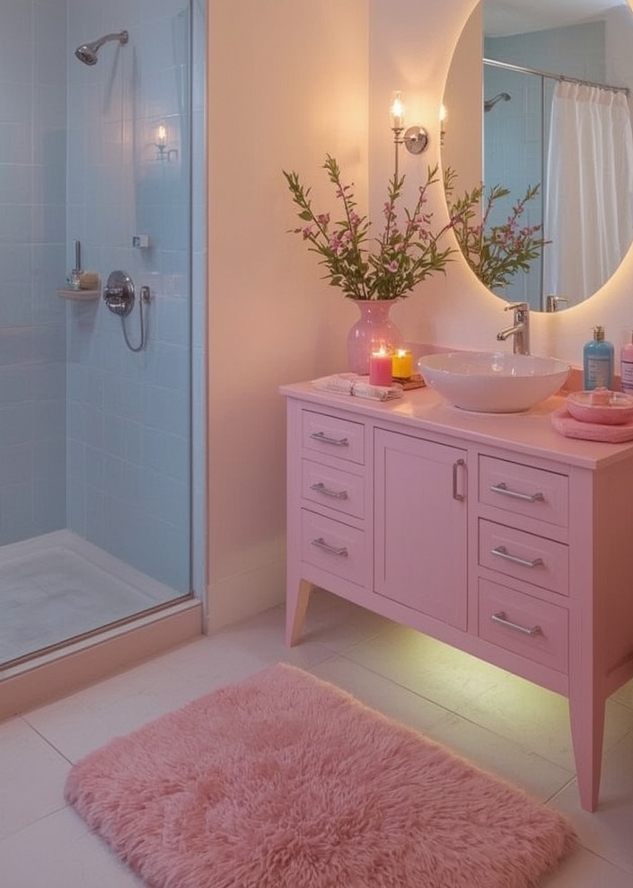 inexpensive and colourful bathroom
