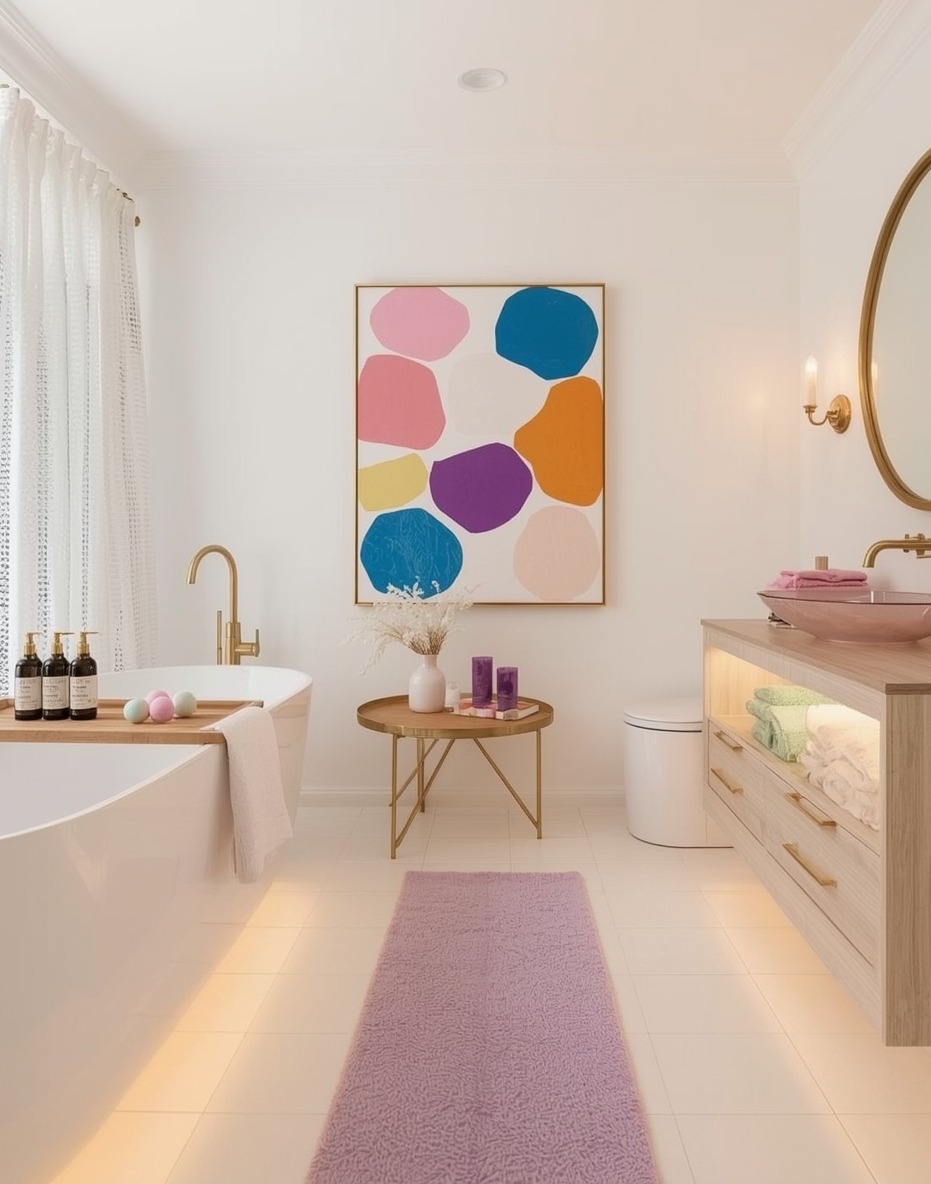 inexpensive and colourful bathroom