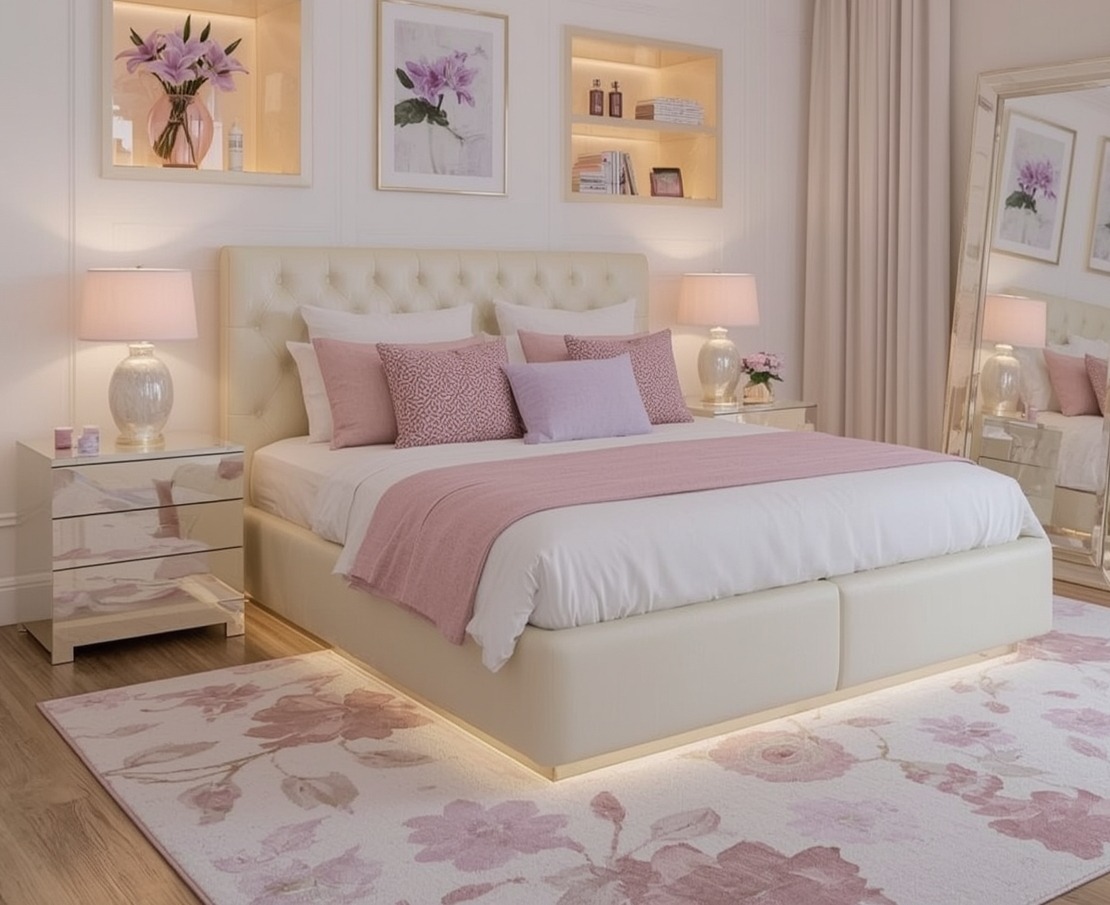 affordable pastel coloured bedroom