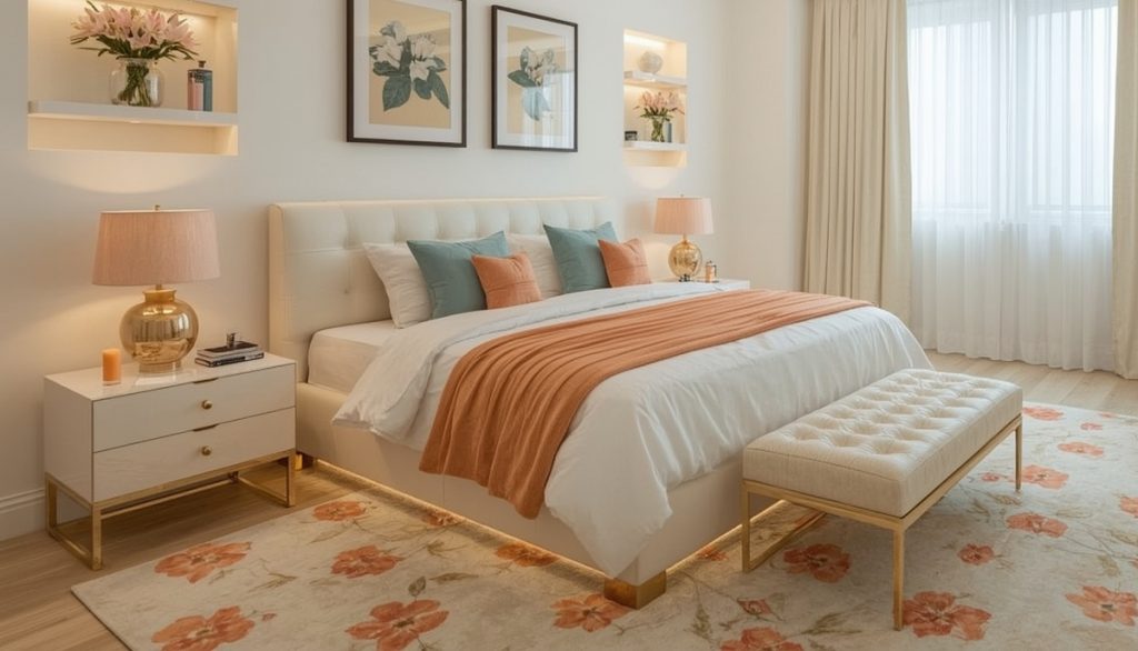 affordable pastel coloured bedroom