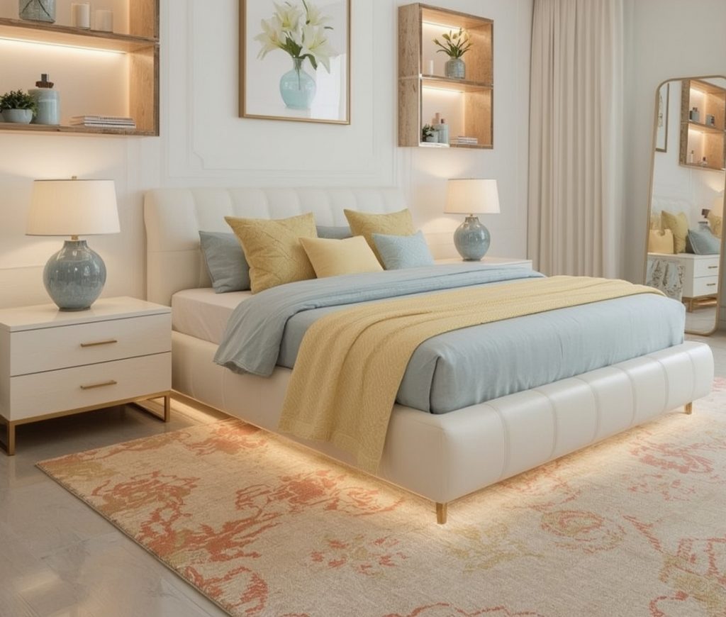 affordable pastel coloured bedroom
