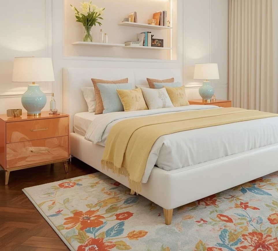 affordable pastel coloured bedroom
