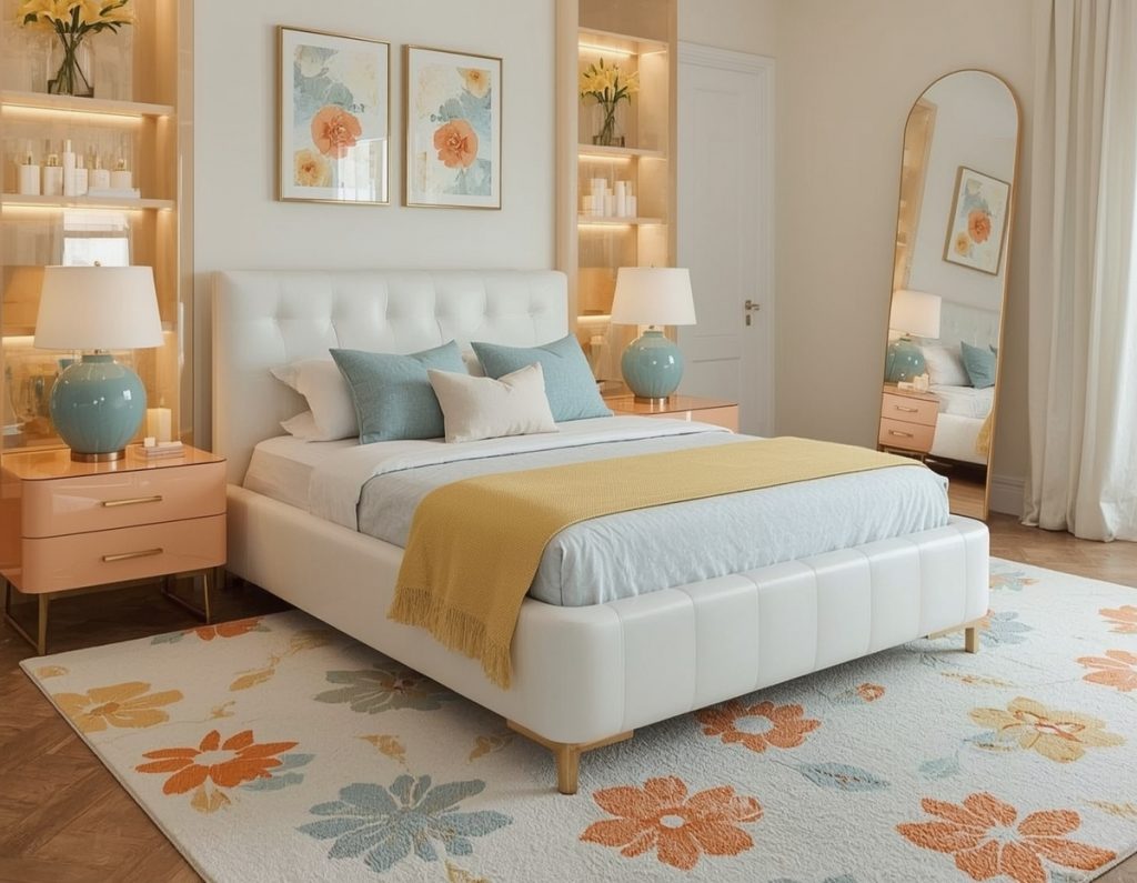 affordable pastel coloured bedroom