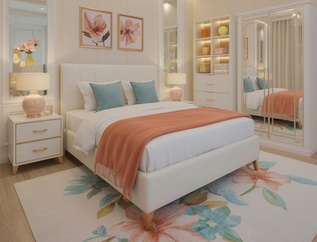 affordable pastel coloured bedroom