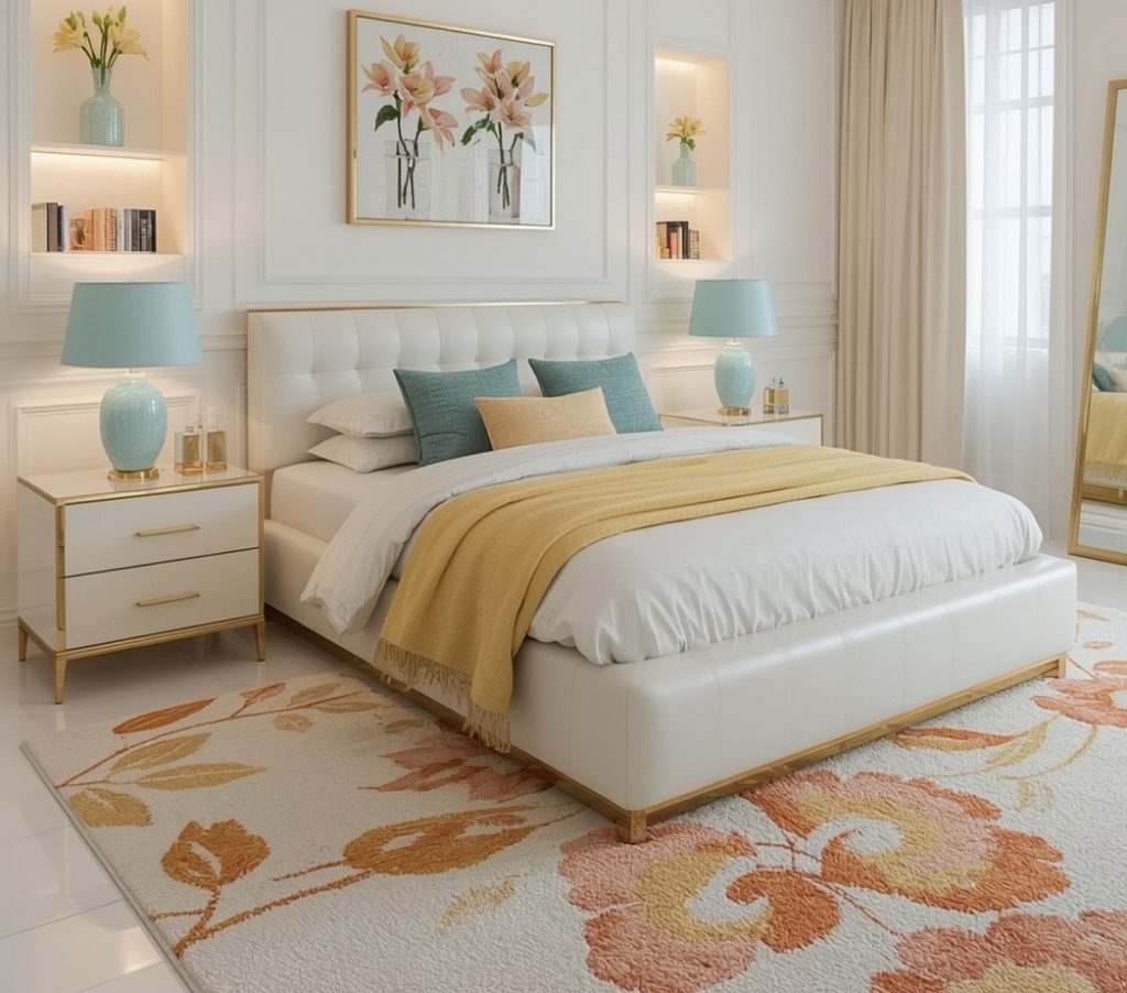 affordable pastel coloured bedroom
