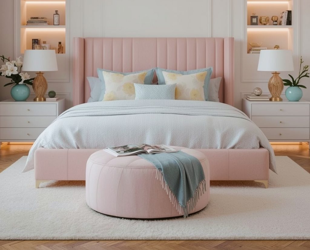 affordable pastel coloured bedroom