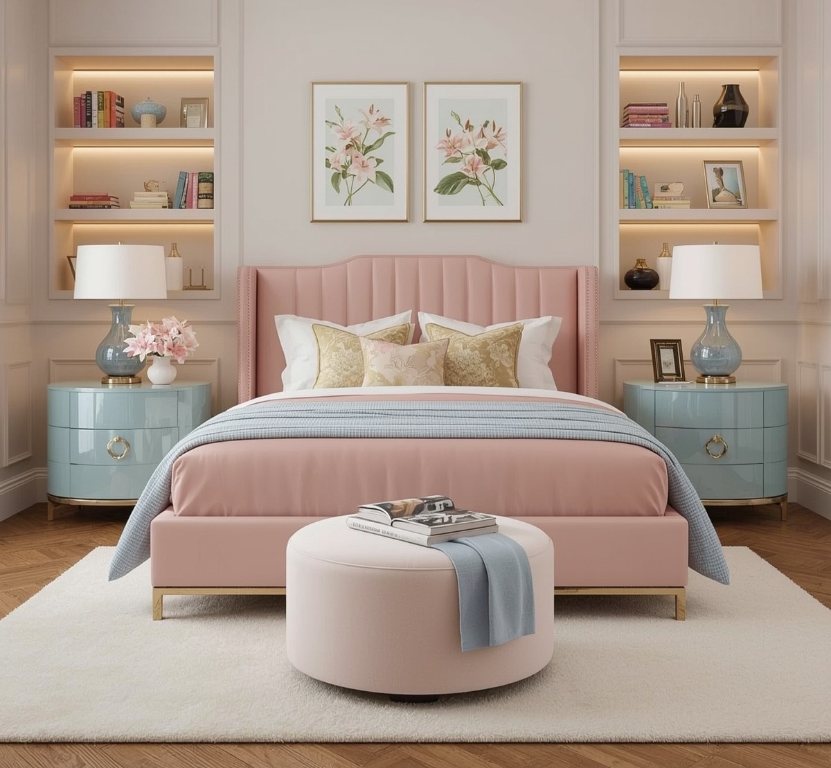 affordable pastel coloured bedroom