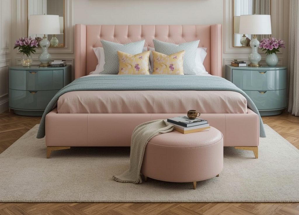 affordable pastel coloured bedroom