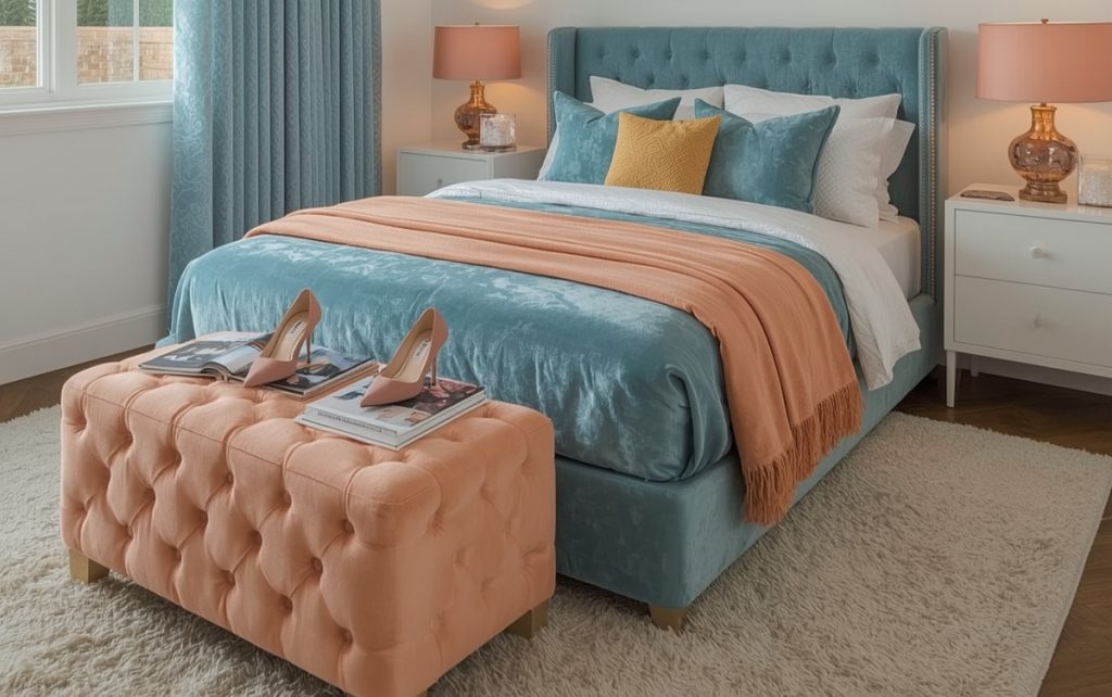 affordable pastel coloured bedroom