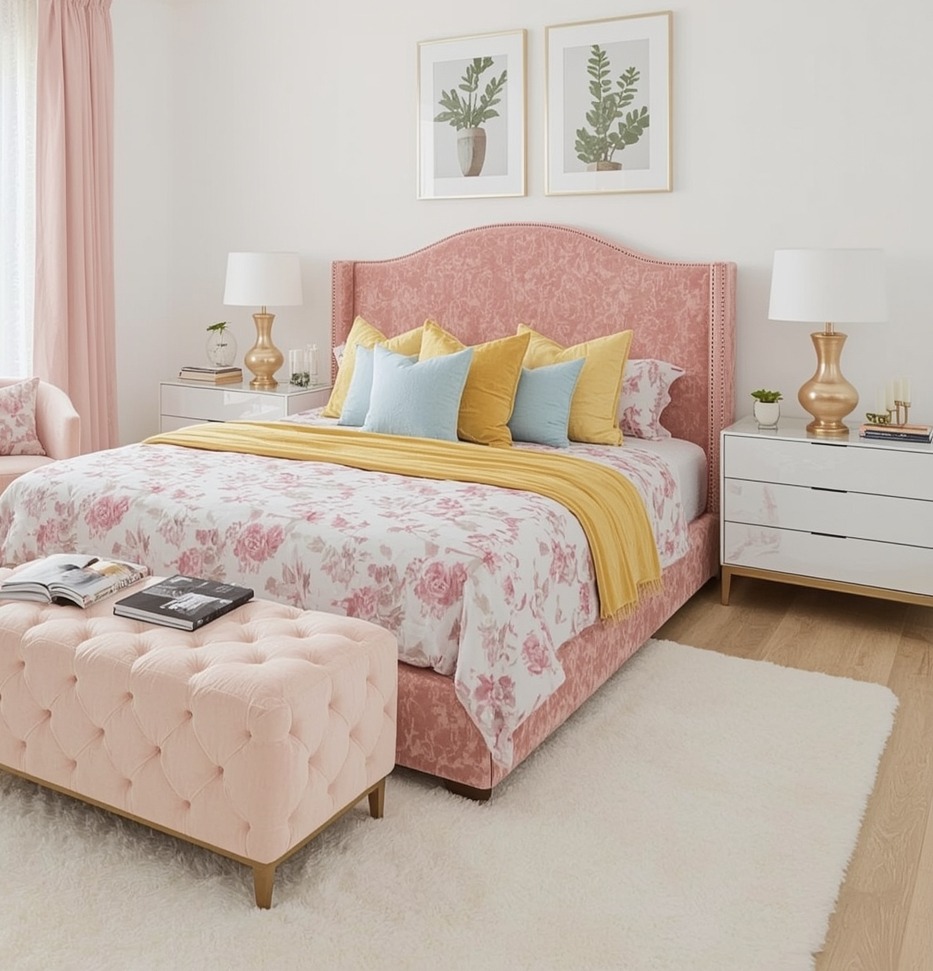 affordable pastel coloured bedroom