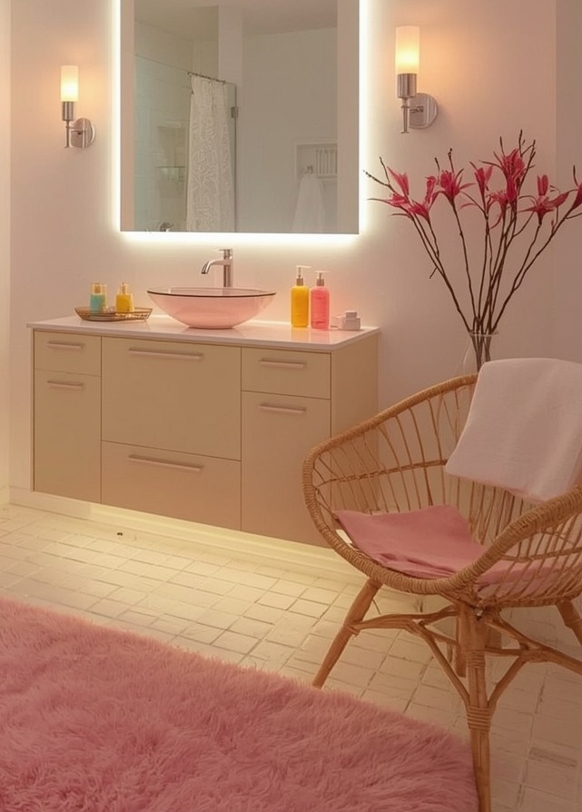 inexpensive and colourful bathroom