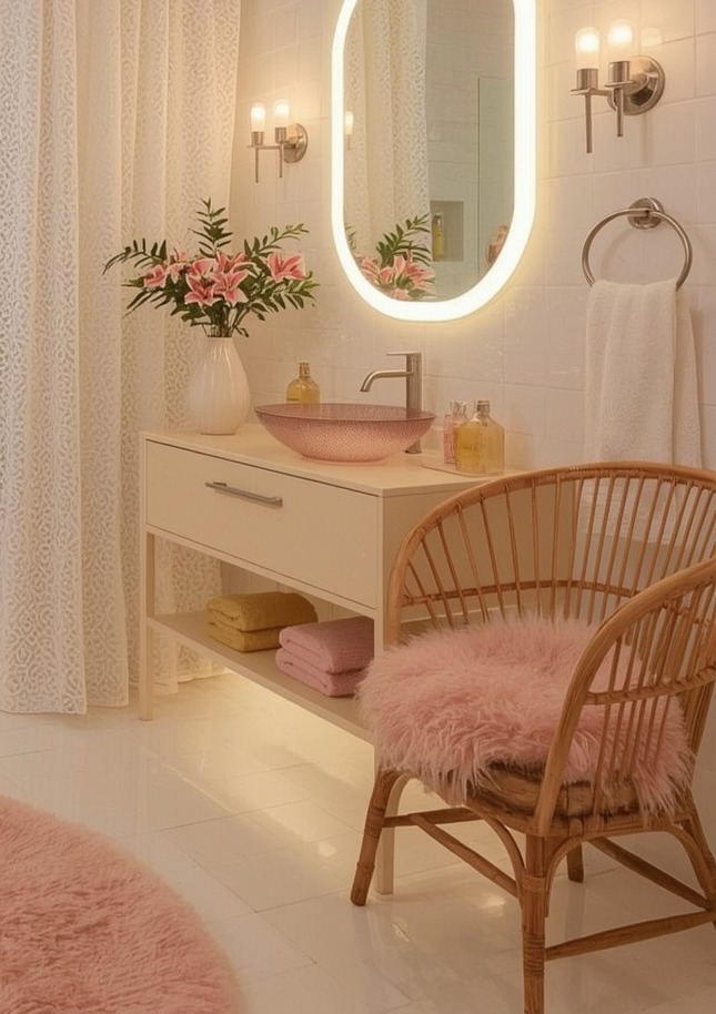 inexpensive and colourful bathroom