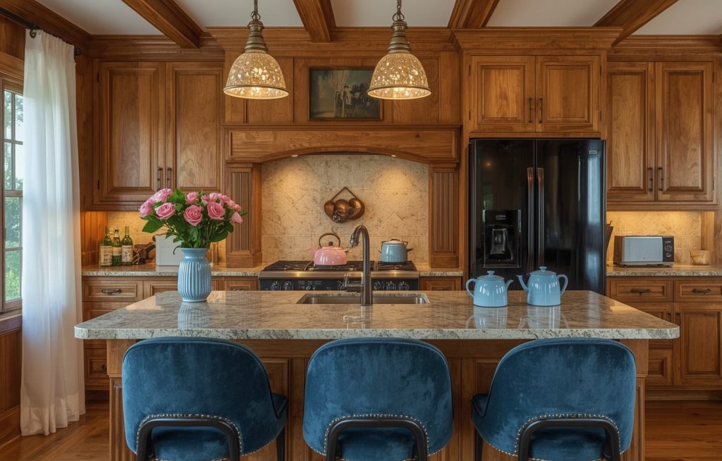 affordable blue kitchen