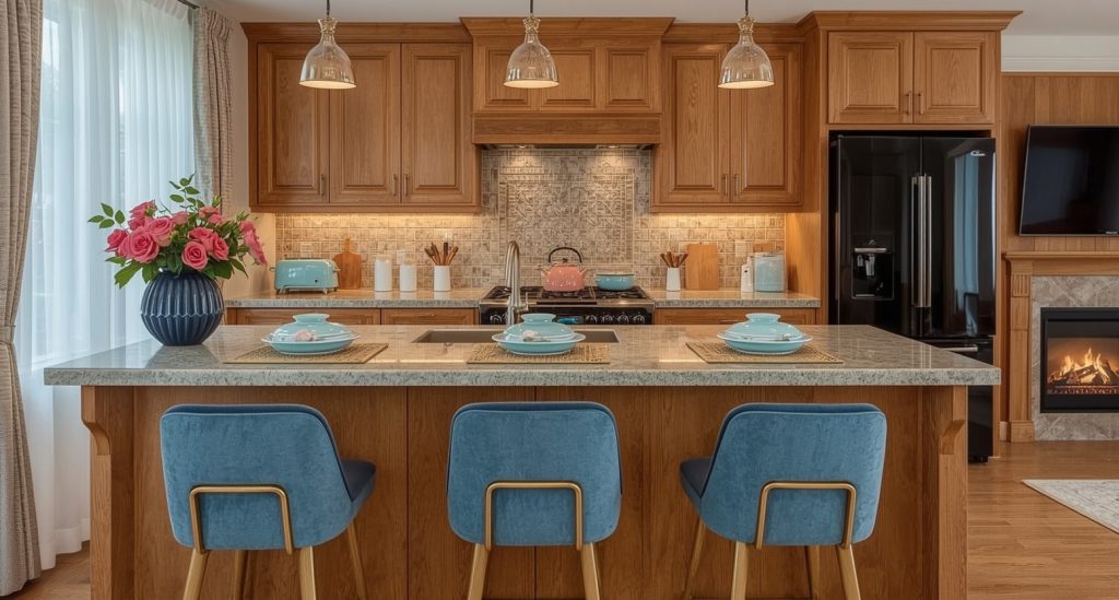 affordable blue kitchen