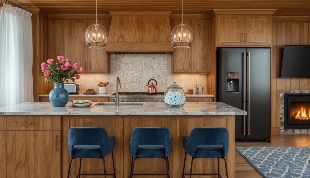 affordable blue kitchen