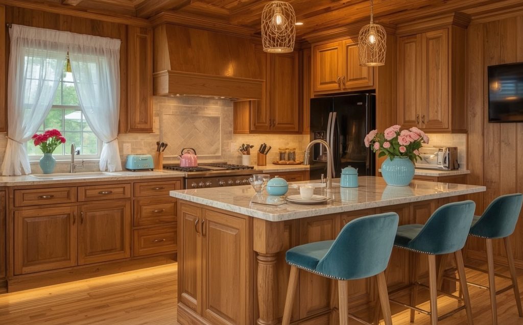 affordable blue kitchen