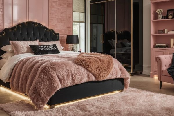 Best affordable ideas for a black and blush pink bedroom