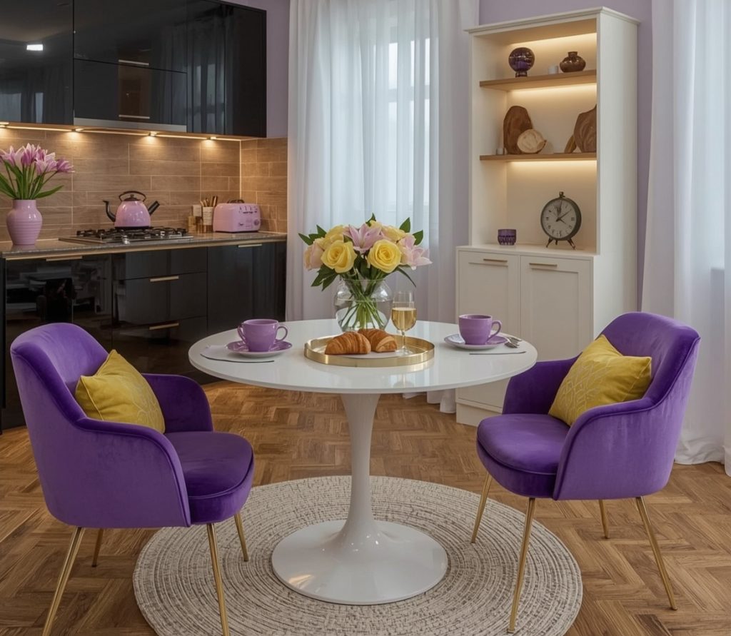 affordable purple kitchen