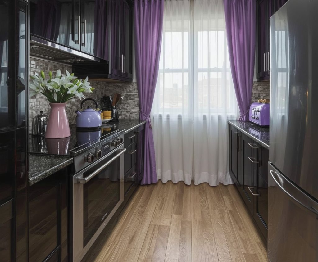 affordable purple kitchen
