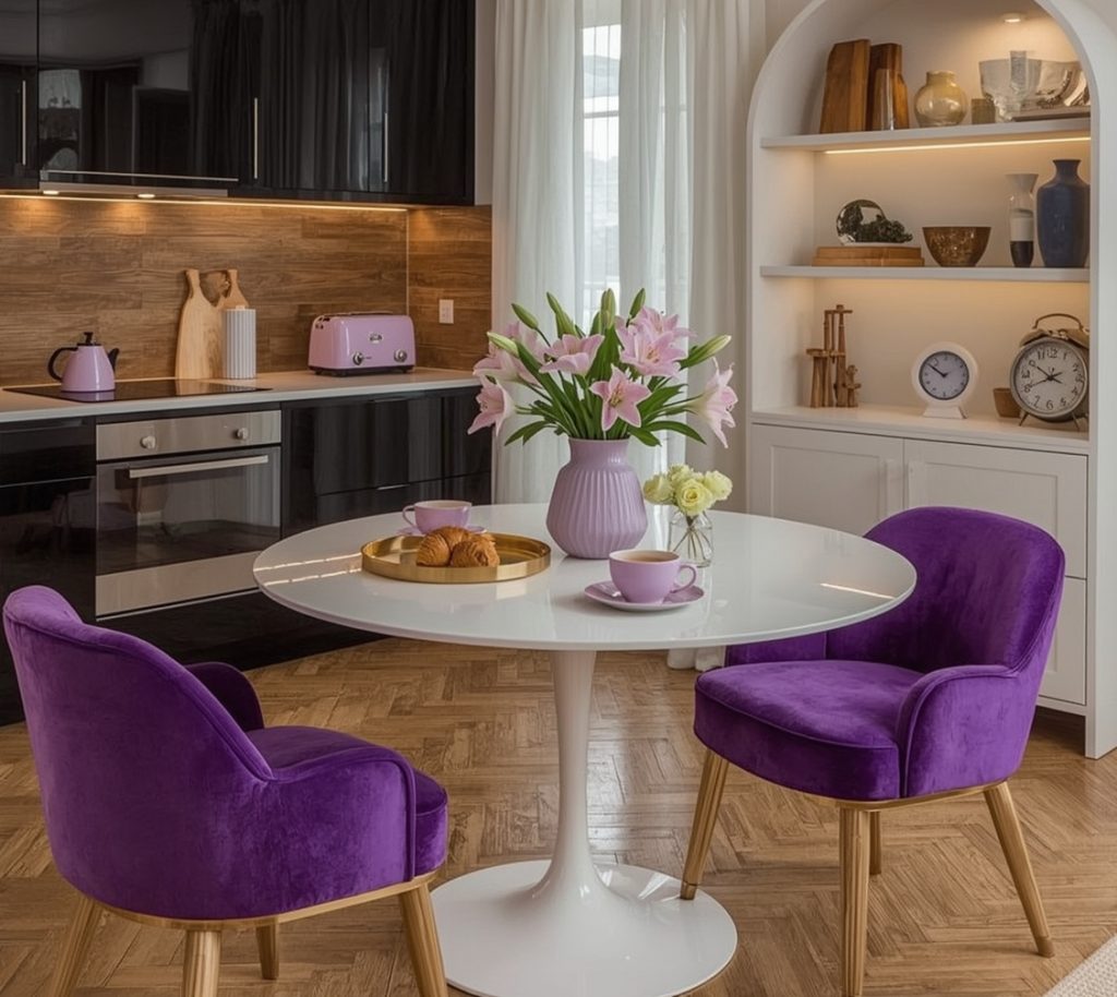 affordable purple kitchen