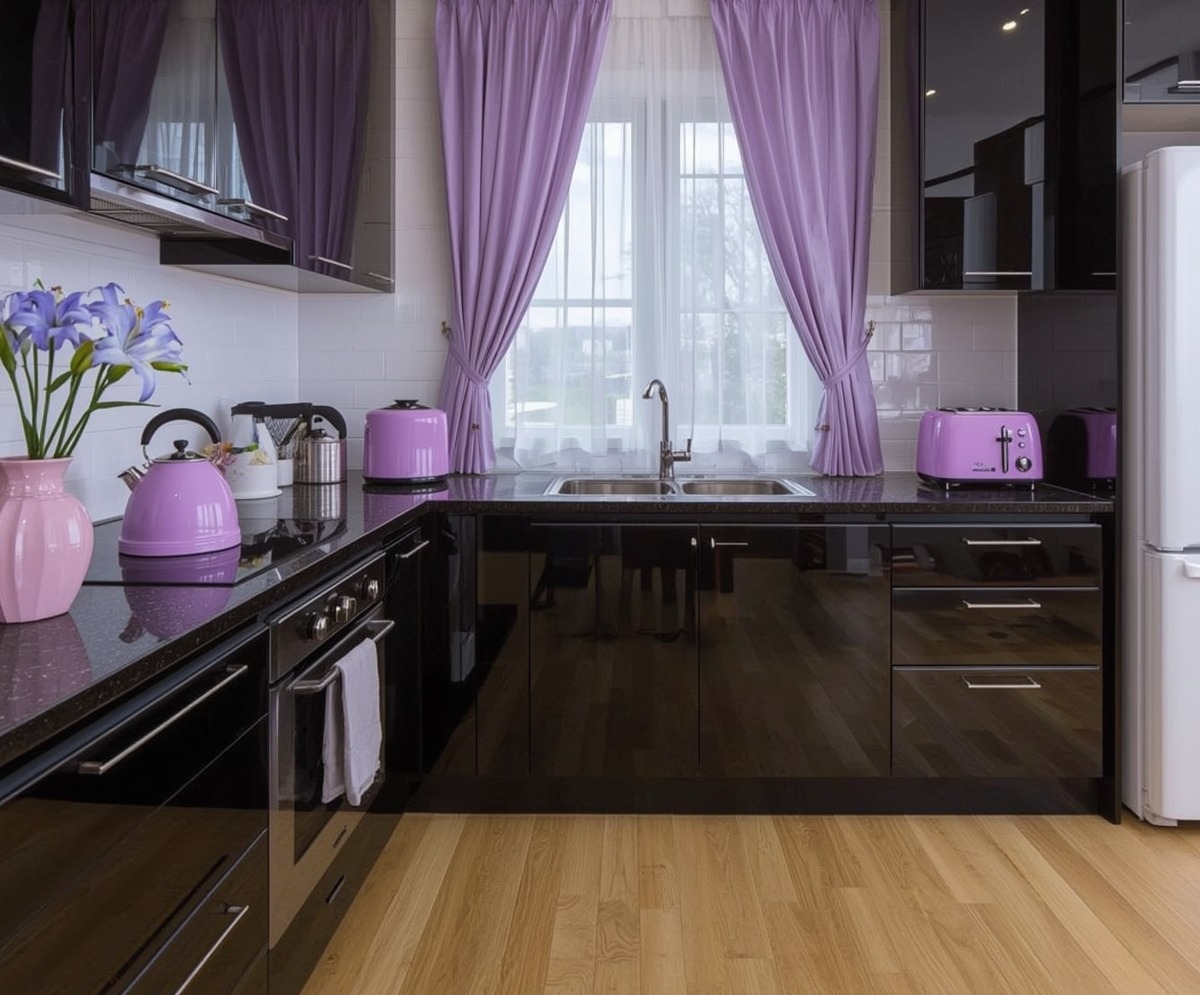 affordable purple kitchen