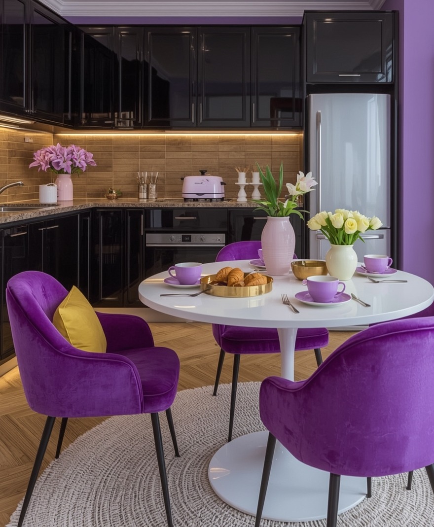 affordable purple kitchen