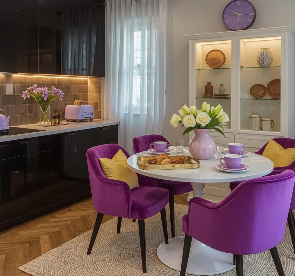 affordable purple kitchen