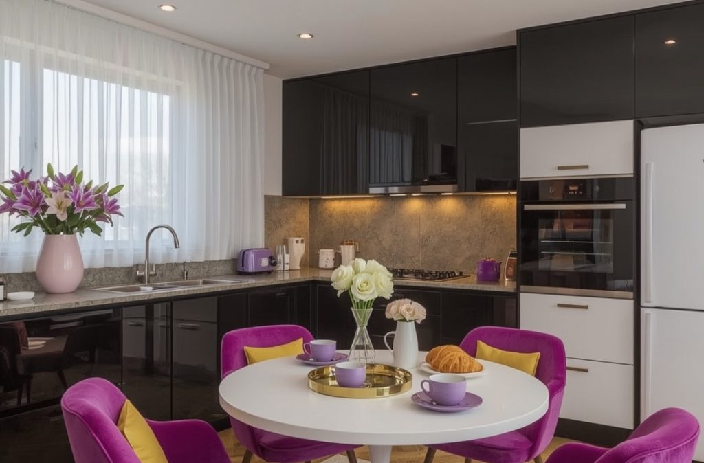 affordable purple kitchen