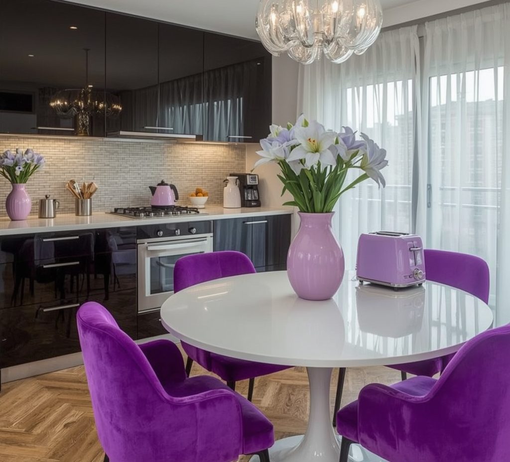 affordable purple kitchen