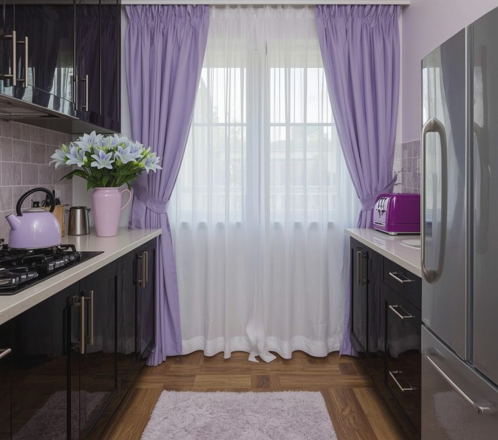 affordable purple kitchen