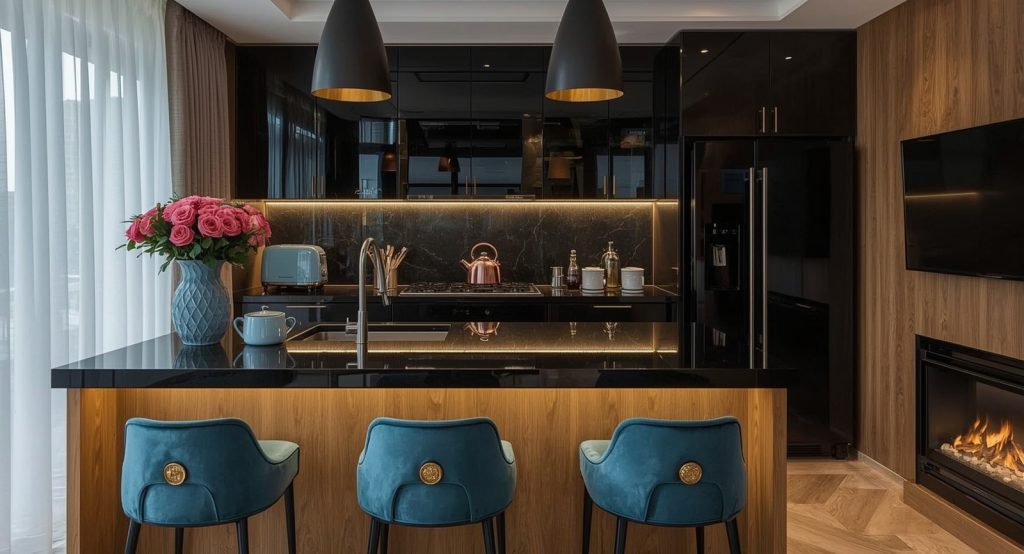 affordable blue kitchen