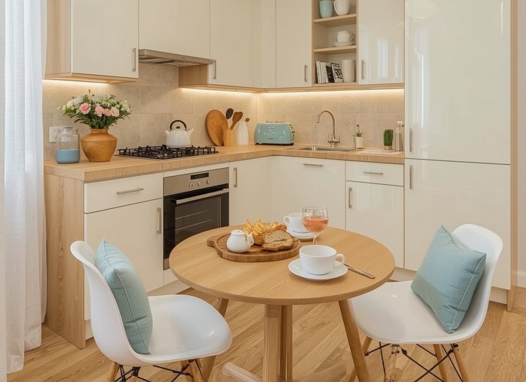 affordable blue kitchen