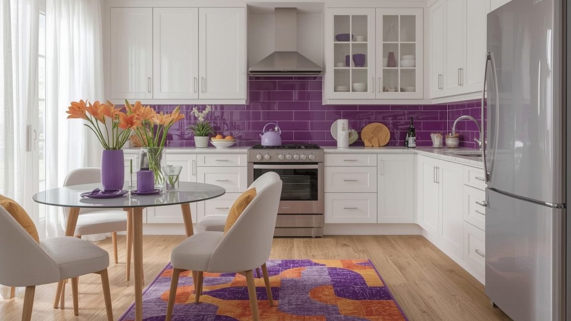Cute ways to style an affordable purple kitchen decor